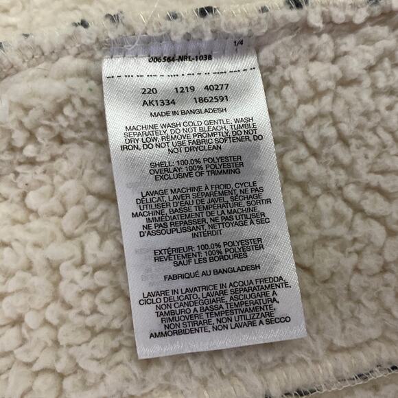 Columbia Houndstooth Ivory Black Hooded Zip up Jacket Size Medium side pockets - Picture 11 of 12